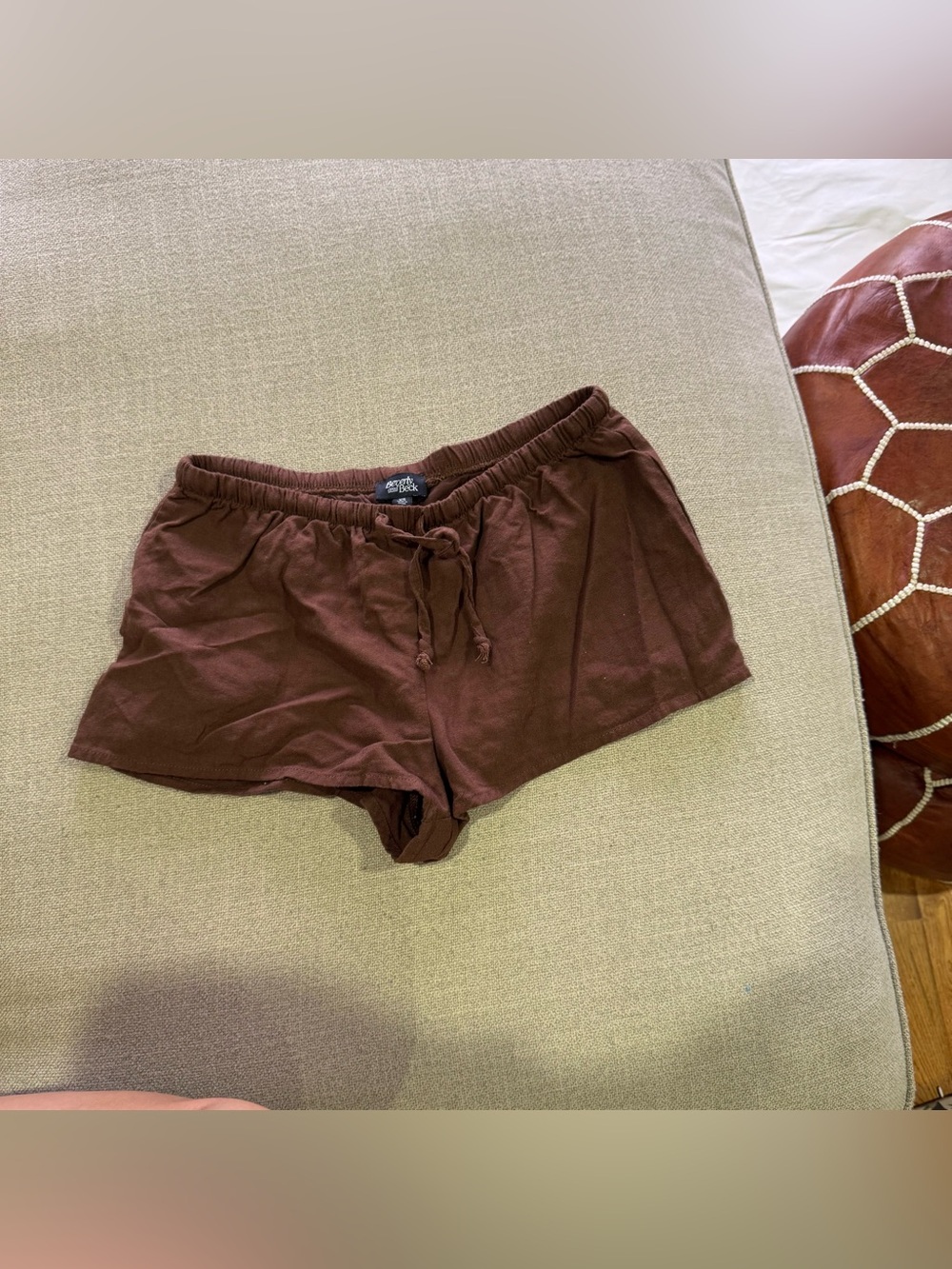 Women's Brown Elastic Waist Athletic Shorts